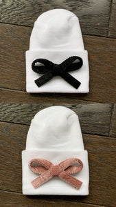 Velour bow hospital hat