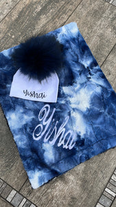 Personalized pom hat & minky set