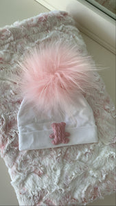 Personalized pom hat & minky set