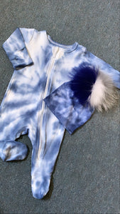 Tie dye zip up onesie