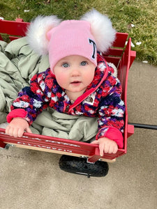 Thick doubled Pom Pom hat