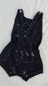 Cotton black romper (splatter paint)