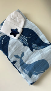 NEW boys whale swaddle set