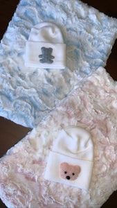 Owl sky baby blue minky blanket