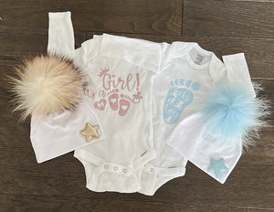 Gender announcement onesies