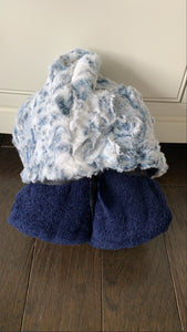 Owl navy blue minky blanket