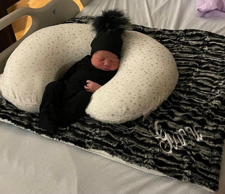 Black and white wave minky blanket