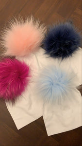 Black or white solid Pom Pom hat