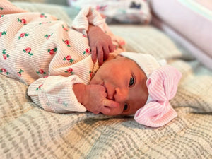 Soft pink bow hospital hat