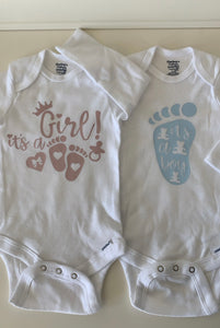 Gender announcement onesies