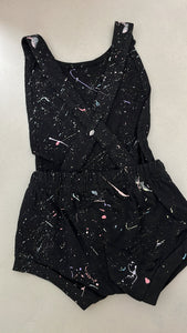 Cotton black romper (splatter paint)