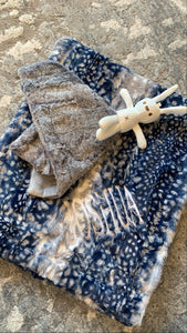 Navy spotted minky blanket