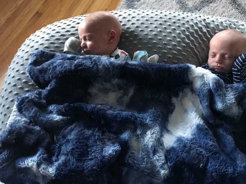 Blue tie dye minky blanket