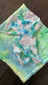 Baby blue and neon minky blanket