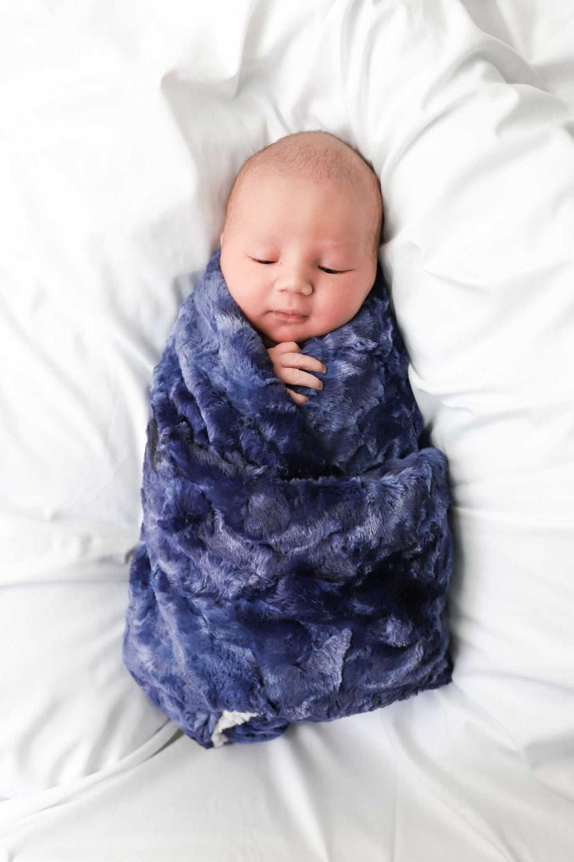 Navy tie dye minky blanket