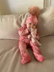 Pink footie hat set