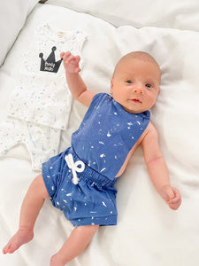 Cotton black romper (splatter paint)