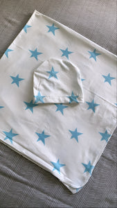 Baby blue star swaddle set