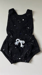 Cotton black romper (splatter paint)