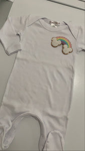 NEW rainbow patch footie