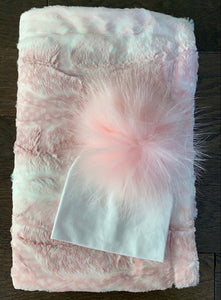 Pink blanket Pom Pom gift set