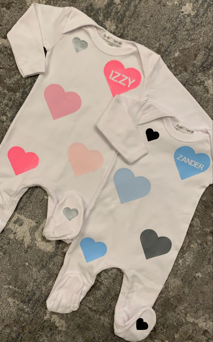 Colorful hearts footie