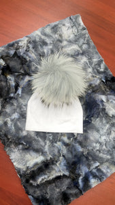 gray blue tie dye minky blanket