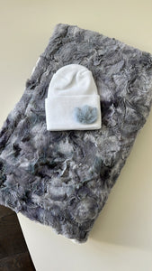 gray blue tie dye minky blanket