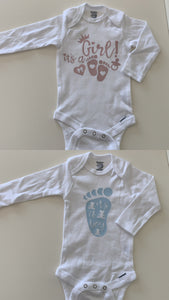 Gender announcement onesies