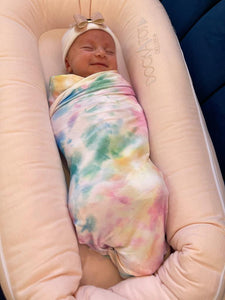 Rainbow watercolor swaddle