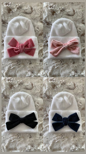 NEW velvet bow hospital hats