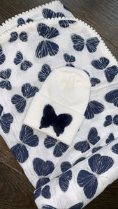 Navy butterfly swaddle