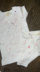 Ribbed shortsleeve short splatter set