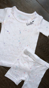 Ribbed shortsleeve short splatter set