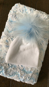 Owl sky baby blue minky blanket