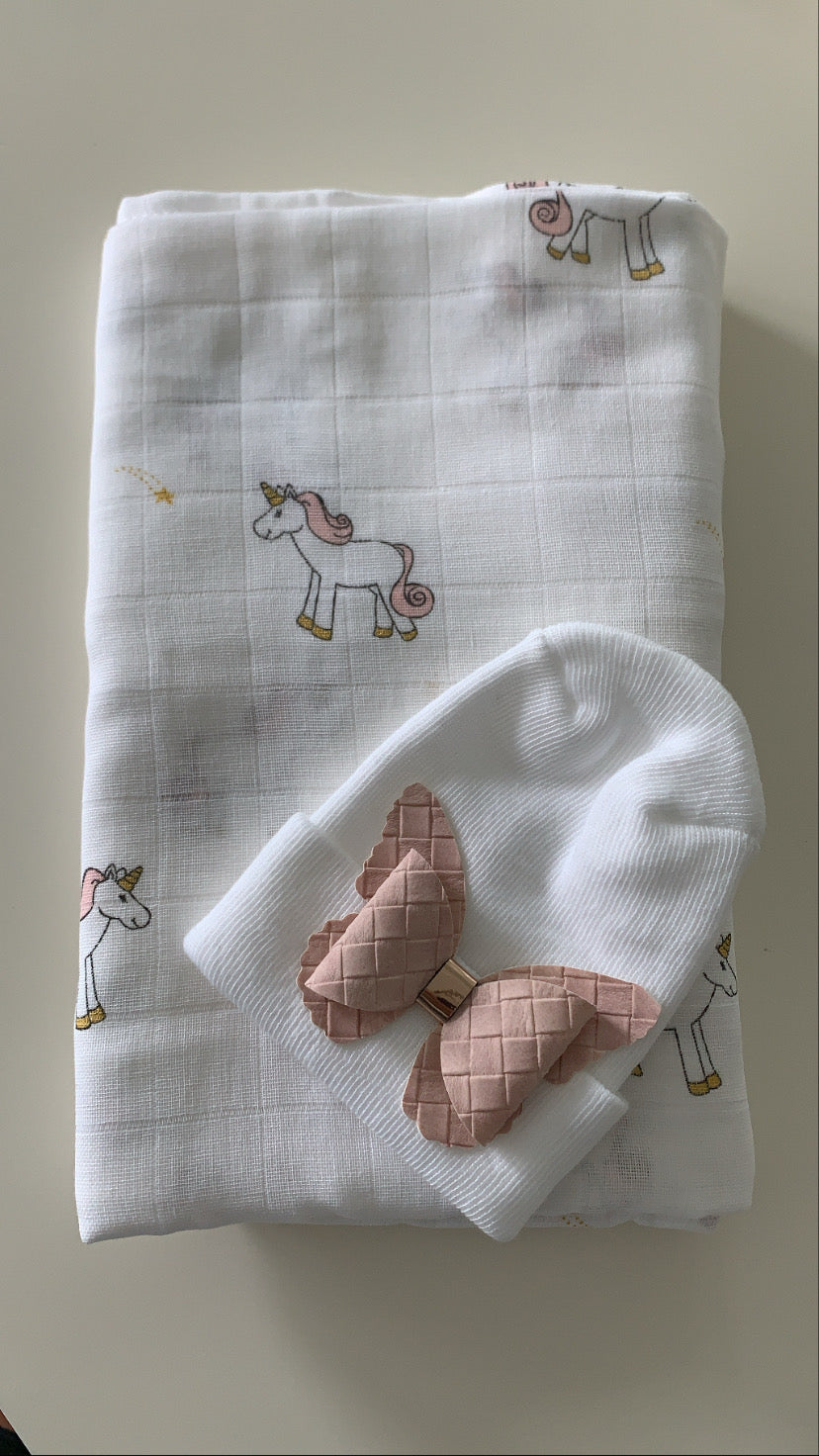 Swaddle & Hospital hat set