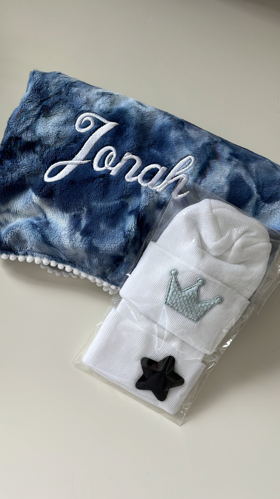 Blue tie dye velour swaddle