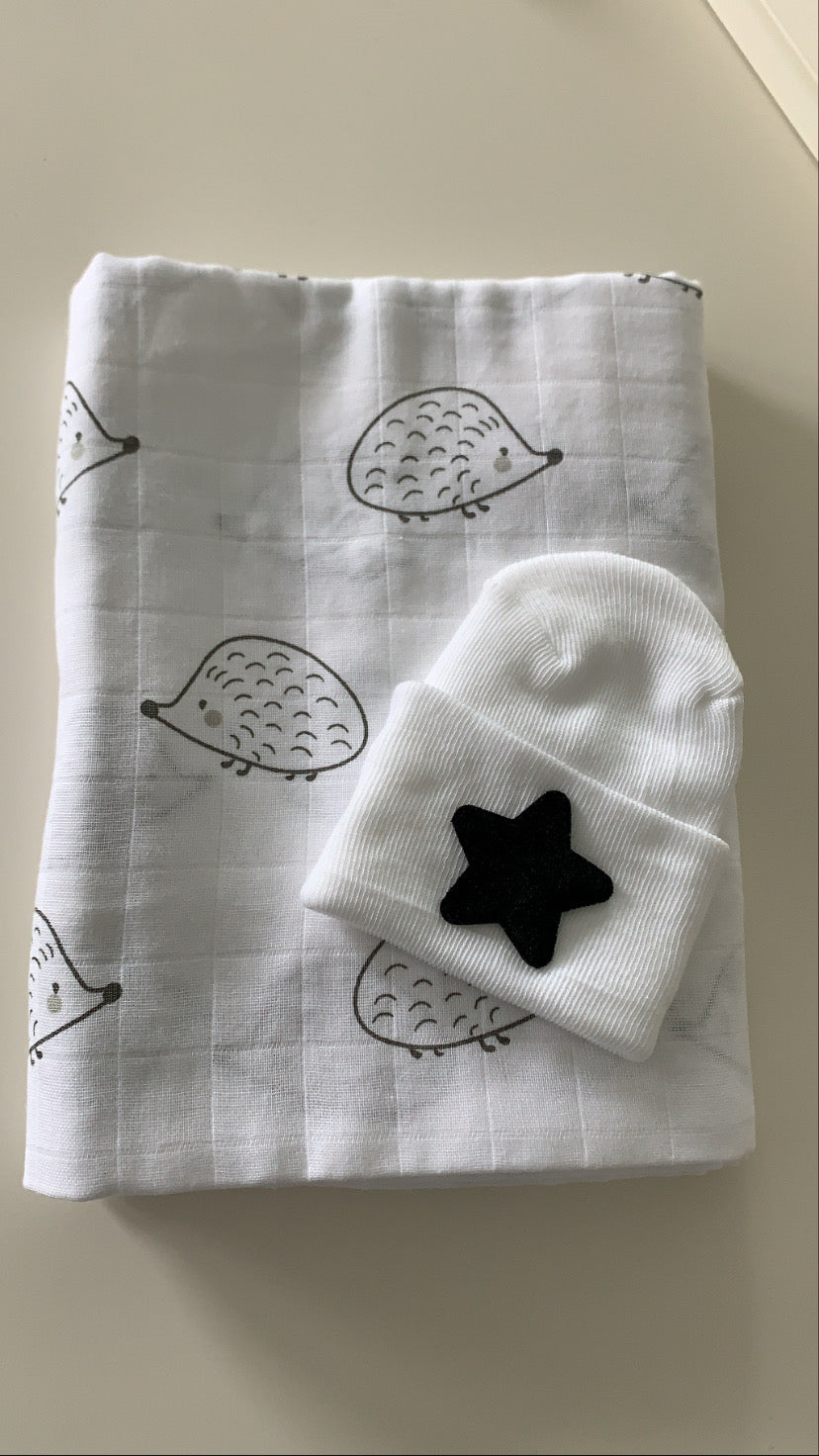 Swaddle & Hospital hat set
