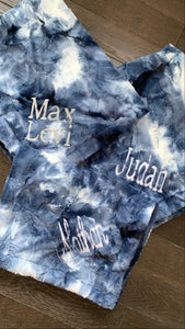 Blue tie dye minky blanket