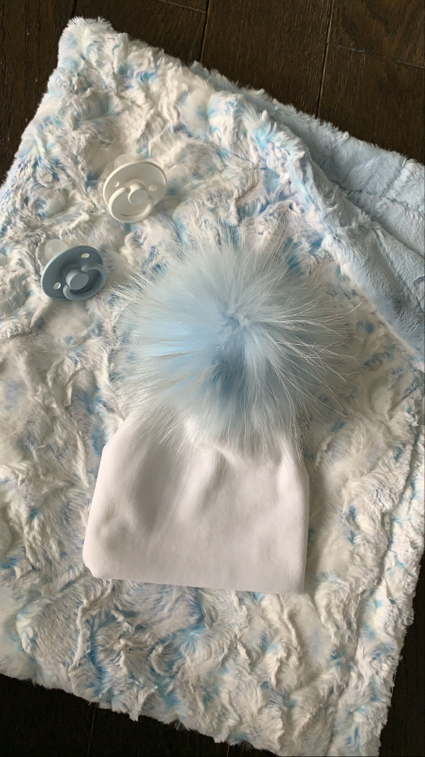 Owl sky baby blue minky blanket