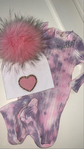 Tie dye ribbed footie