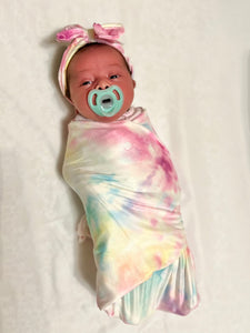 Rainbow watercolor swaddle