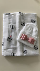 Swaddle & Hospital hat set