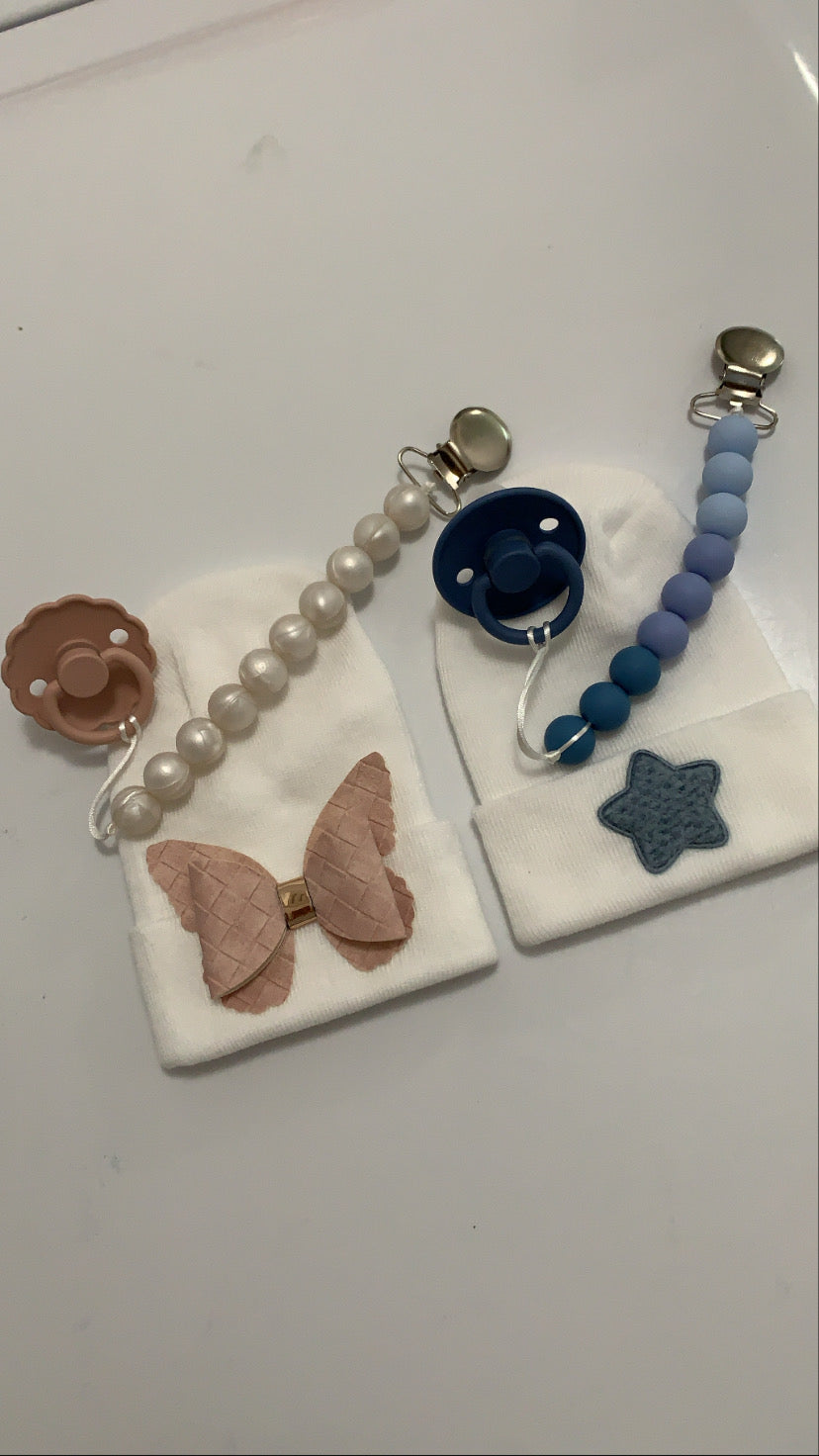 Hospital Hat Pacifier & Clip Set