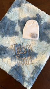 Personalized pom hat & minky set