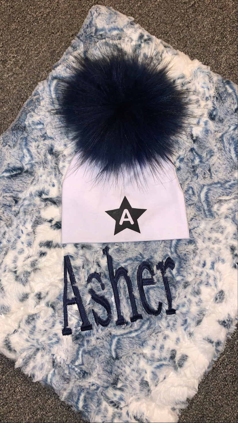 Blanket & Pom hat gift set (boys)