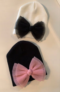 NEW patched beanies (bows/butterflys)