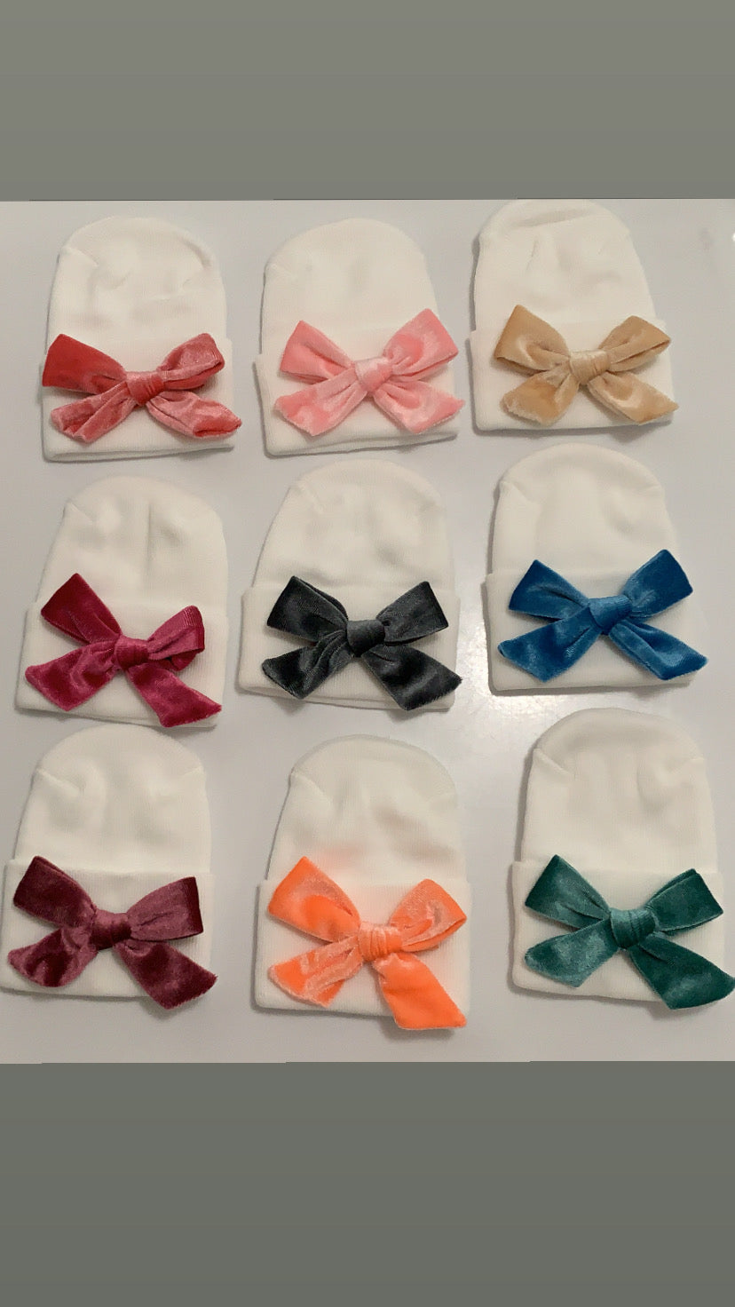 Velvet bow hospital hats