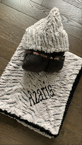 white black wave minky blanket