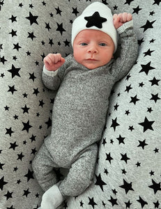 black and gray star swaddle